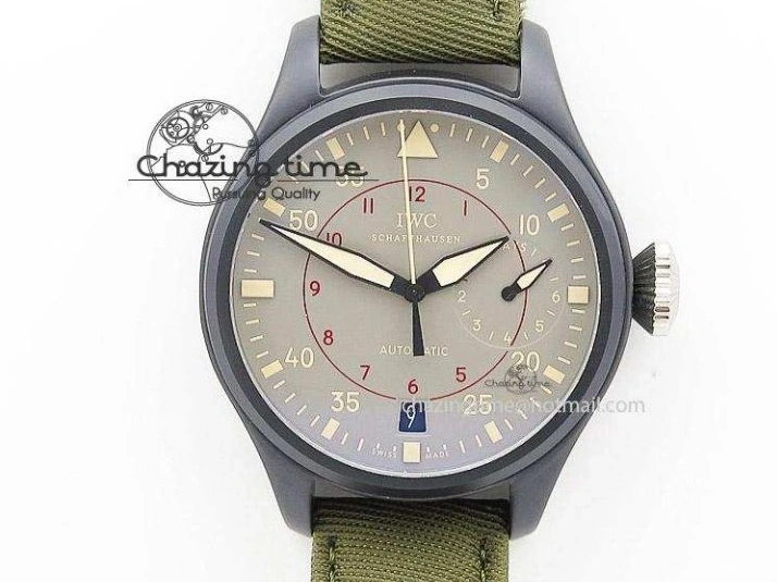 MIROTIME 0326 Bright Pilot Chrono SS AZF 1:1 Best Edition Green Dial on Brown Leather Strap A 7059